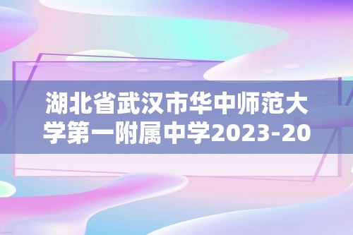 湖北省武汉市华中师范大学第一附属中学2023-2024高二下学期期中化学试题（答案）